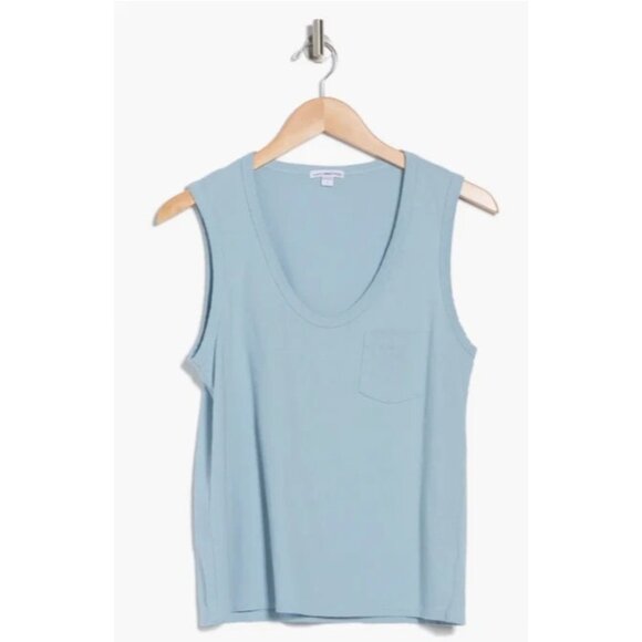 James Perse Womens V-Neck Cotton Tank Azure Blue SZ 2 (Fits like 4-6) NEW $95 - Picture 3 of 3